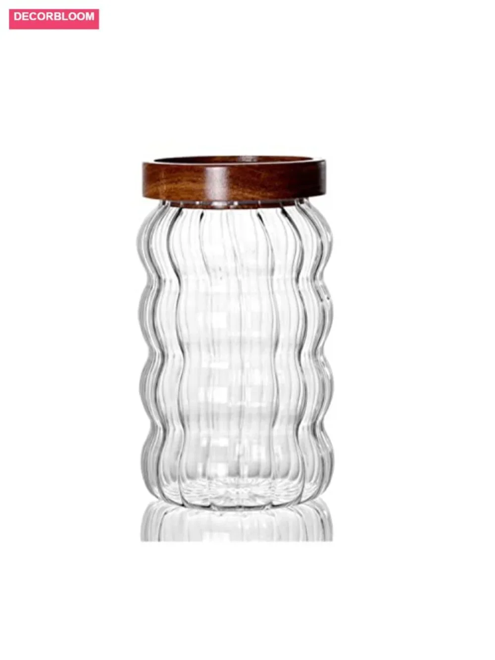 Glass Food Storage Jar with Airtight Acacia Wood Lid, 700ml
